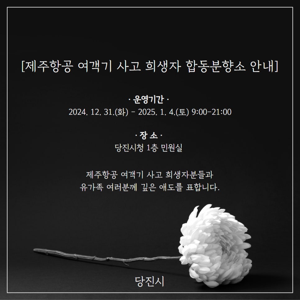 제주항공 여객기 사고 희생자 합동분향소 안내 이미지