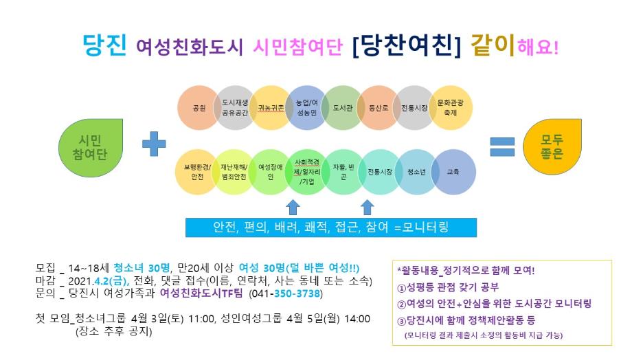 여성친화도시 시민참여단[당찬여친]을 모집합니다! 이미지