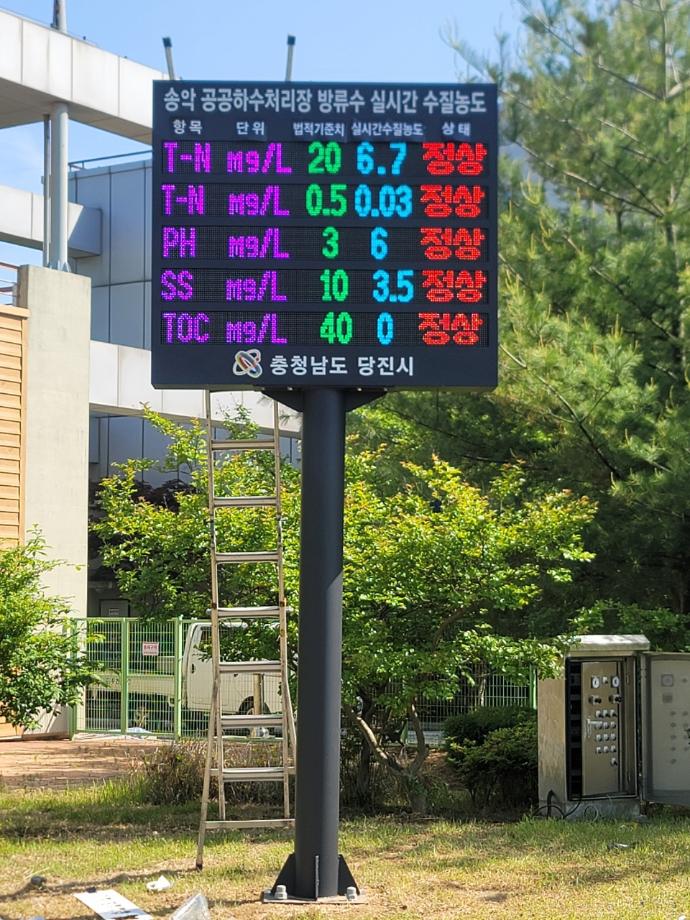 당진시, 하수처리장 방류 수질 실시간 공개 전광판 설치 이미지