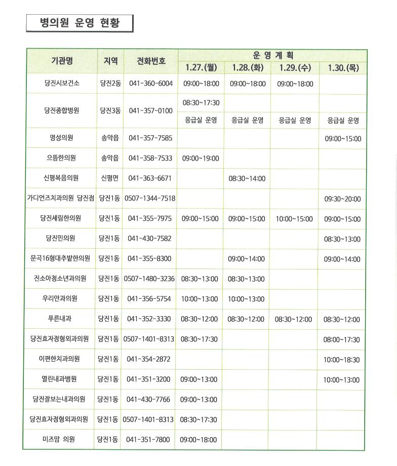 당진시, 설 연휴 문 여는 병원·약국 확인하세요 이미지