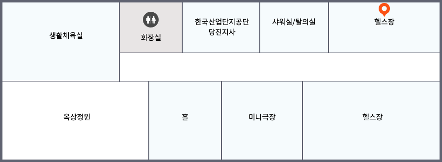 3층에는 생활체육실, 한국산업단지공단 당진지사, 소극장, 헬스실이 있습니다.