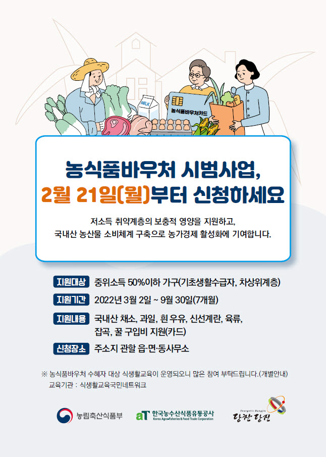 당진시, 취약계층 위한‘농식품바우처’21일부터 접수